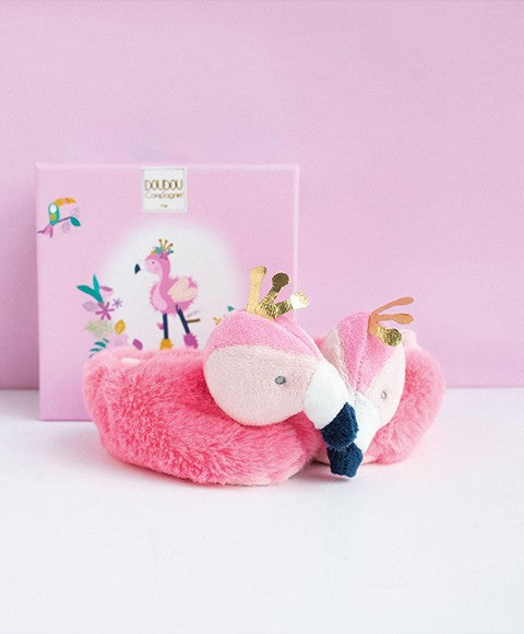 Coffret chaussons Bébé - Flamant rose 0-6 Mois