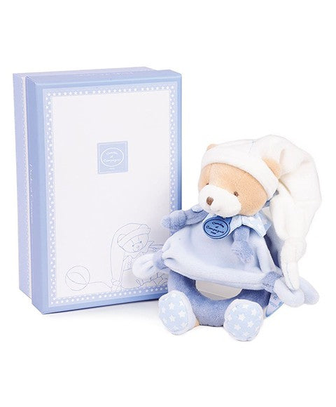 Peluche hochet ours Petit chou - Bleu - 19 cm