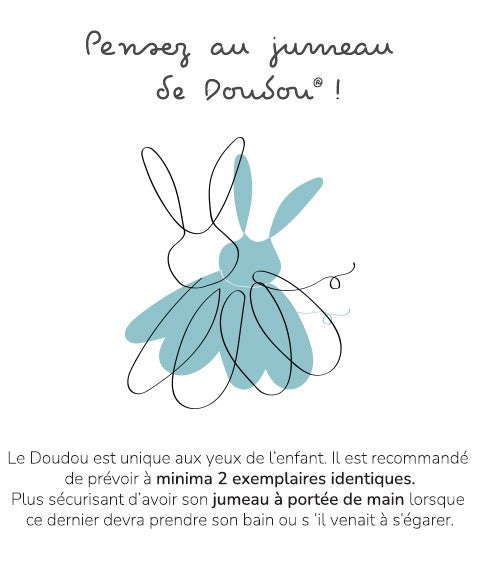 Doudou plat ours Petit chou - Bleu - 27 cm