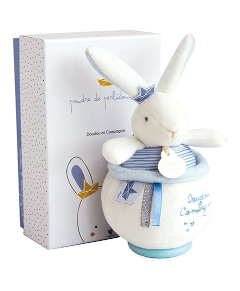 Peluche musicale lapin matelot bleu - 14 cm