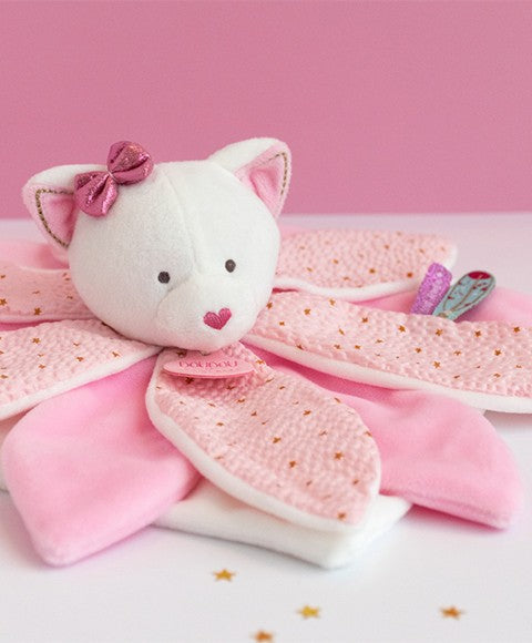 Doudou pétales Chat rose- Attrape-rêves - 26 cm