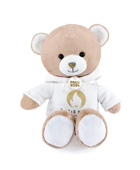 Ours en peluche beige avec T-shirt équipe de France - 30 cm