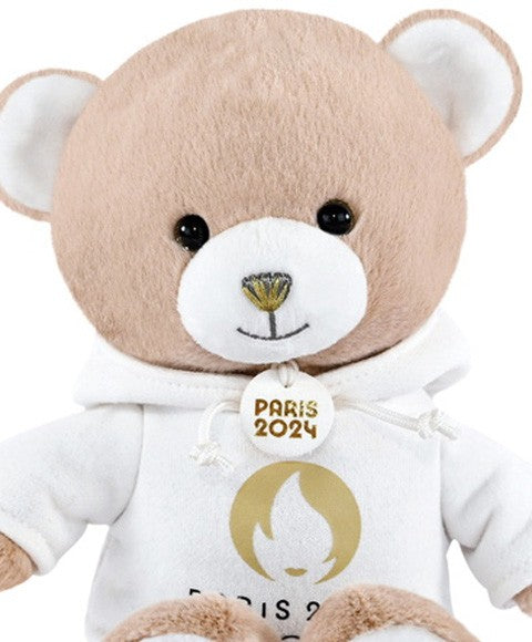 Ours en peluche beige avec T-shirt équipe de France - 30 cm