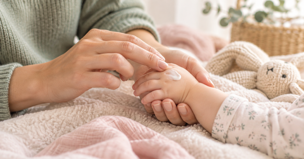 Dermite des mains chez bébé : causes simples, soins doux et signes d’alerte